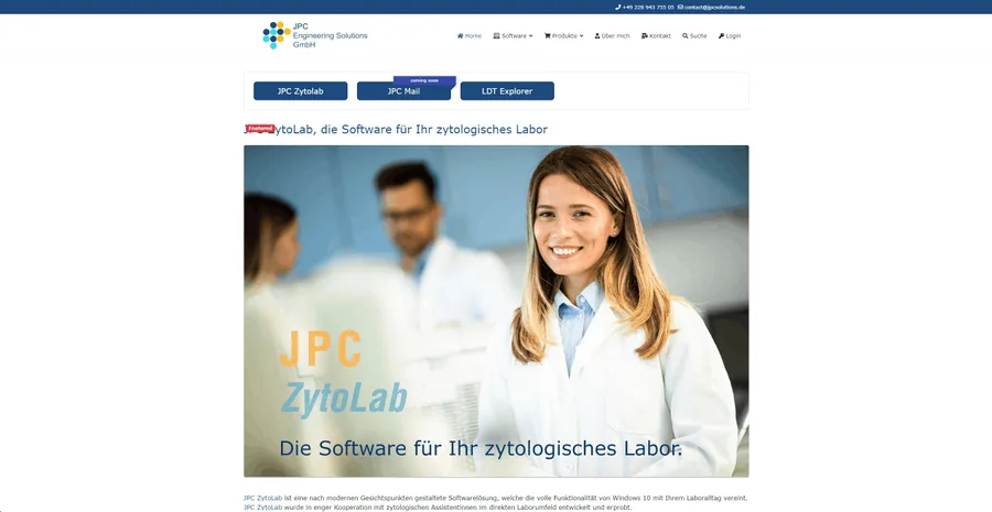 Screenshot der JPC Solutions Webseite