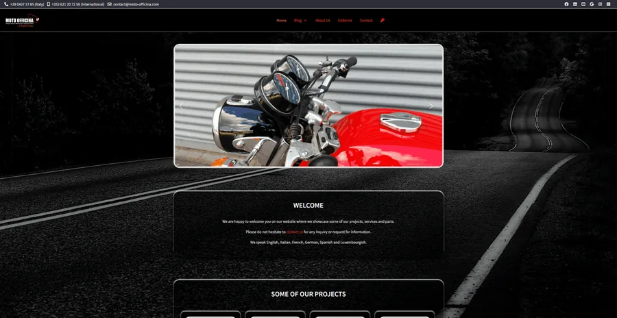 Screenshot der Moto Officina Webseite